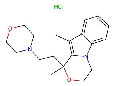 1H-(1,4)Oxazino(4,3-a)indole, 3,4-dihydro-1,10-dimethyl-1-((2-morpholino)ethyl)-, hydrochloride structure