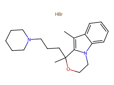 1H-(1,4)Oxazino(4,3-a)indole, 3,4-dihydro-1,10-dimethyl-1-((3-piperidino)propyl)-, hydrobromide structure
