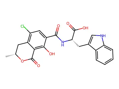 Tryptophan, N-((5-chloro-8-hydroxy-3-methyl-1-oxo-7-isochromanyl)carbonyl)- structure