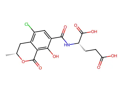 Glutamic acid, N-((5-chloro-8-hydroxy-3-methyl-1-oxo-7-isochromanyl)carbonyl)- structure