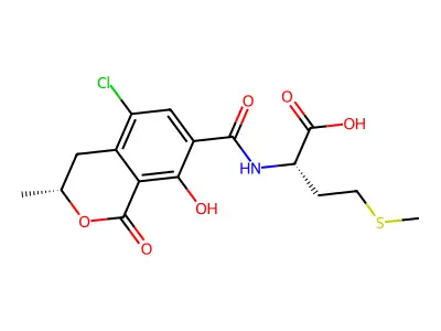 N-((5-Chloro-8-hydroxy-3-methyl-1-oxo-7-isochromanyl)carbonyl)methionine structure