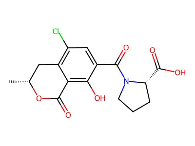 Proline, 1-((5-chloro-8-hydroxy-3-methyl-1-oxo-7-isochromanyl)carbonyl)- structure