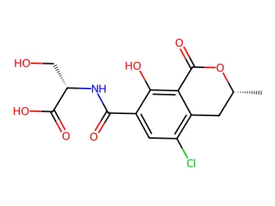 N-((5-Chloro-8-hydroxy-3-methyl-1-oxo-7-isochromanyl)carbonyl)serine structure