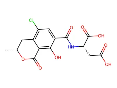Aspartic acid, N-((5-chloro-8-hydroxy-3-methyl-1-oxo-7-isochromanyl)carbonyl)- structure