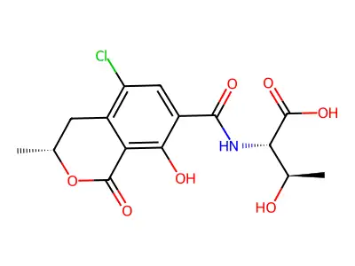 N-((5-Chloro-8-hydroxy-3-methyl-1-oxo-7-isochromanyl)carbonyl)threonine structure
