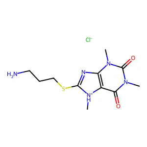 Caffeine, 8-((3-aminopropyl)thio)-, hydrochloride structure