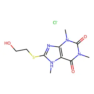 Caffeine, 8-((2-hydroxyethyl)thio)-, hydrochloride structure