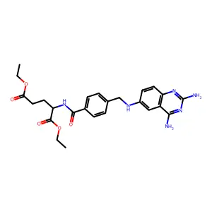 diethyl 2-[[4-[[(2,4-diaminoquinazolin-6-yl)amino]methyl]benzoyl]amino]pentanedioate structure