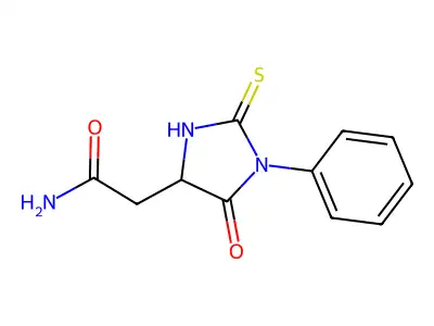 5-Oxo-1-phenyl-2-thioxo-4-imidazolidineacetamide structure