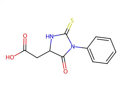 5-Oxo-1-phenyl-2-thioxo-4-imidazolidineacetic acid structure