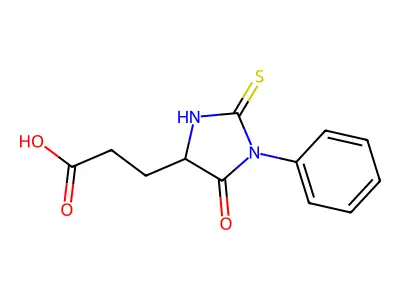 5-Oxo-1-phenyl-2-thioxo-4-imidazolidinepropanoic acid structure