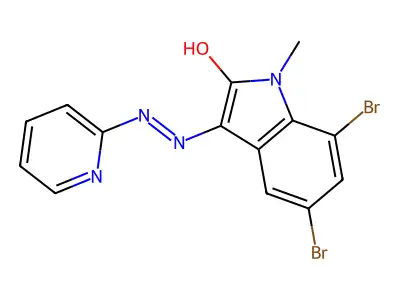 5,7-Dibromo-1-methyl-3-(pyridin-2-yldiazenyl)indol-2-ol structure