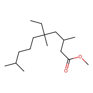 Decanoic acid, 5-ethyl-3,5,9-trimethyl-, methyl ester structure