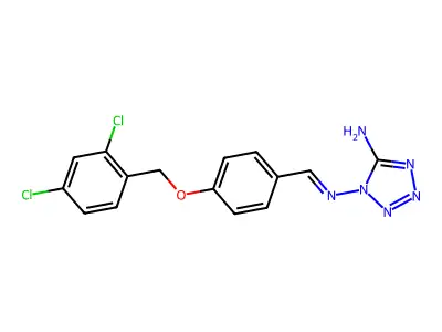 1-[(E)-[4-[(2,4-dichlorophenyl)methoxy]phenyl]methylideneamino]tetrazol-5-amine structure