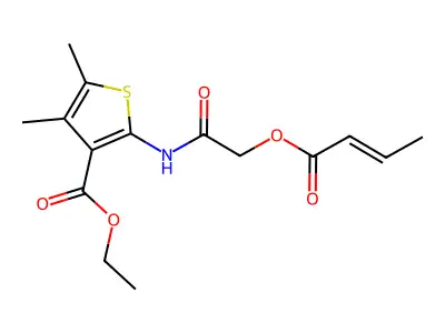 Ethyl 2-[(2-but-2-enoyloxyacetyl)amino]-4,5-dimethyl-thiophene-3-carboxylate structure