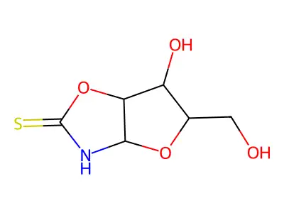 6-Hydroxy-5-(hydroxymethyl)tetrahydrofuro(2,3-d)(1,3)oxazole-2(3H)-thione structure