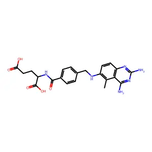2-[[4-[[(2,4-diamino-5-methylquinazolin-6-yl)amino]methyl]benzoyl]amino]pentanedioic acid structure