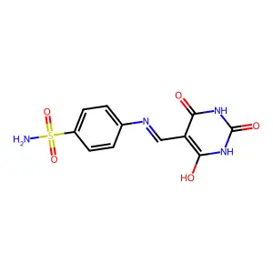 4-{[(2,4,6-trioxotetrahydro-5(2H)-pyrimidinylidene)methyl]amino}benzenesulfonamide structure