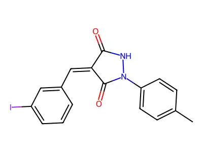 (4Z)-4-[(3-iodophenyl)methylidene]-1-(4-methylphenyl)pyrazolidine-3,5-dione structure
