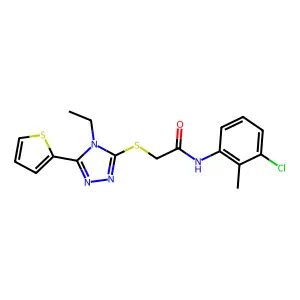 N-(3-chloro-2-methylphenyl)-2-{[4-ethyl-5-(thiophen-2-yl)-4H-1,2,4-triazol-3-yl]sulfanyl}acetamide structure