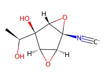 5-(1-Hydroxyethyl)-1-isocyano-3,7-dioxatricyclo[4.1.0.0~2,4~]heptan-5-ol structure