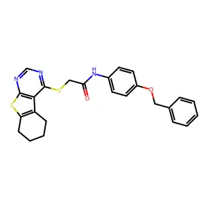 N-[4-(benzyloxy)phenyl]-2-(5,6,7,8-tetrahydro[1]benzothieno[2,3-d]pyrimidin-4-ylsulfanyl)acetamide structure