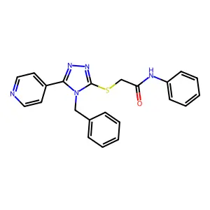 2-((4-Benzyl-5-(pyridin-4-yl)-4H-1,2,4-triazol-3-yl)thio)-N-phenylacetamide structure