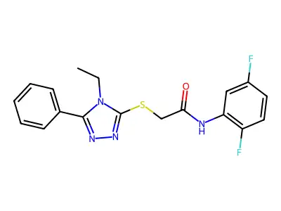 N-(2,5-difluorophenyl)-2-[(4-ethyl-5-phenyl-4H-1,2,4-triazol-3-yl)sulfanyl]acetamide structure