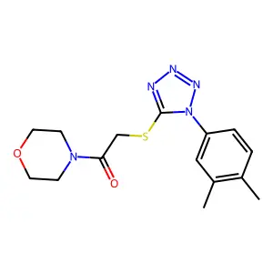 2-[1-(3,4-Dimethylphenyl)tetrazol-5-yl]sulfanyl-1-morpholin-4-ylethanone structure