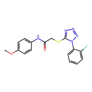 2-((1-(2-fluorophenyl)-1H-tetrazol-5-yl)thio)-N-(4-methoxyphenyl)acetamide structure
