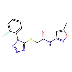 2-((1-(2-fluorophenyl)-1H-tetrazol-5-yl)thio)-N-(5-methylisoxazol-3-yl)acetamide structure