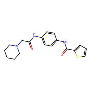 N-{4-[(piperidin-1-ylacetyl)amino]phenyl}thiophene-2-carboxamide structure