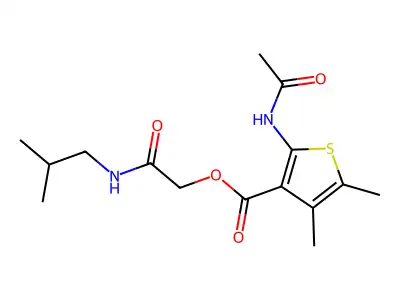 [2-(2-methylpropylamino)-2-oxoethyl] 2-acetamido-4,5-dimethylthiophene-3-carboxylate structure