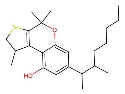 1,2-Dihydro-1,4,4-trimethyl-7-(1,2-dimethylheptyl)-9-hydroxy-4H-thieno(2,3-c)(1)benzopyran structure