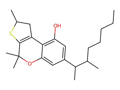 1,2-Dihydro-7-(1,2-dimethylheptyl)-2,4,4-trimethyl-9-hydroxy-4H-thieno(2,3-c)(1)benzopyran structure