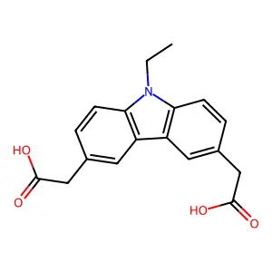 2-[6-(Carboxymethyl)-9-ethyl-3-carbazolyl]acetic acid structure
