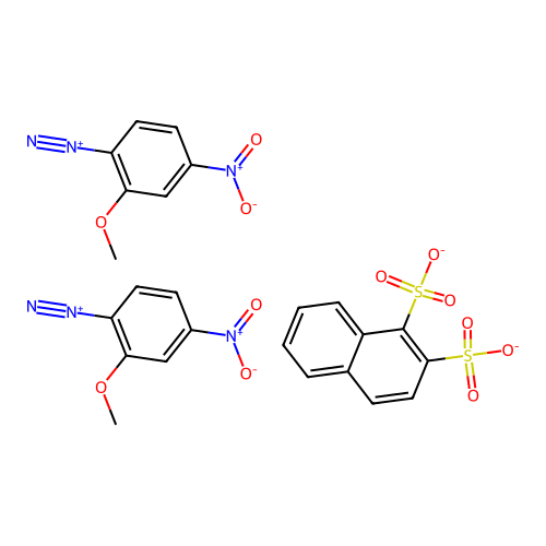Bis(2-methoxy-4-nitrobenzenediazonium) naphthalenedisulphonate structure