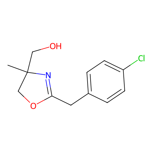 [2-[(4-chlorophenyl)methyl]-4-methyl-5H-1,3-oxazol-4-yl]methanol structure