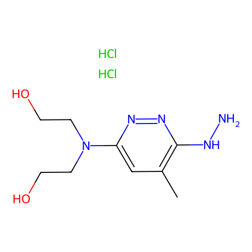 Ethanol, 2,2'-((6-hydrazino-5-methyl-3-pyridazinyl)imino)bis-, dihydrochloride structure