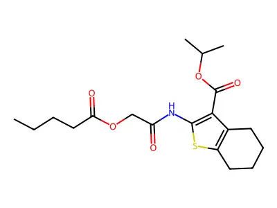 propan-2-yl 2-[(2-pentanoyloxyacetyl)amino]-4,5,6,7-tetrahydro-1-benzothiophene-3-carboxylate structure