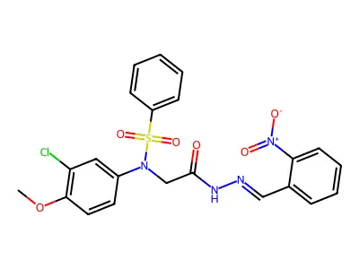 2-[N-(benzenesulfonyl)-3-chloro-4-methoxyanilino]-N-[(E)-(2-nitrophenyl)methylideneamino]acetamide structure