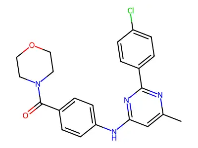 Morpholine, 4-(4-((2-(4-chlorophenyl)-6-methyl-4-pyrimidinyl)amino)benzoyl)- structure
