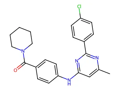 Piperidine, 1-(4-((2-(4-chlorophenyl)-6-methyl-4-pyrimidinyl)amino)benzoyl)- structure