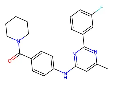 Piperidine, 1-(4-((2-(3-fluorophenyl)-6-methyl-4-pyrimidinyl)amino)benzoyl)- structure