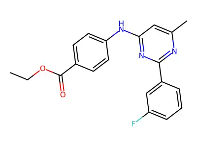 Benzoic acid, 4-((2-(3-fluorophenyl)-6-methyl-4-pyrimidinyl)amino)-, ethyl ester structure