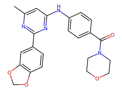 Morpholine, 4-(4-((2-(1,3-benzodioxol-5-yl)-6-methyl-4-pyrimidinyl)amino)benzoyl)- structure