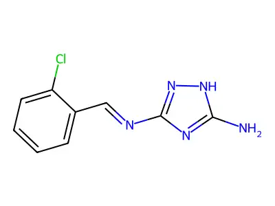 3-[(2-chlorophenyl)methylideneamino]-1H-1,2,4-triazol-5-amine structure