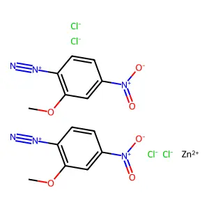2-Methoxy-4-nitrobenzenediazonium chloride, zinc chloride structure