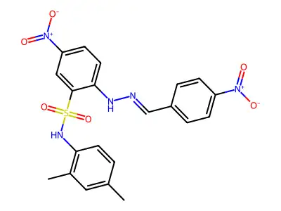 N-(2,4-dimethylphenyl)-5-nitro-2-[2-[(4-nitrophenyl)methylidene]hydrazinyl]benzenesulfonamide structure