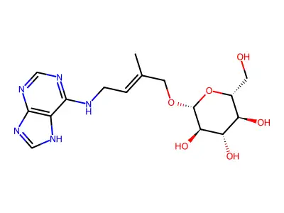 b-D-Glucopyranoside, (2E)-2-methyl-4-(1H-purin-6-ylamino)-2-butenyl structure
